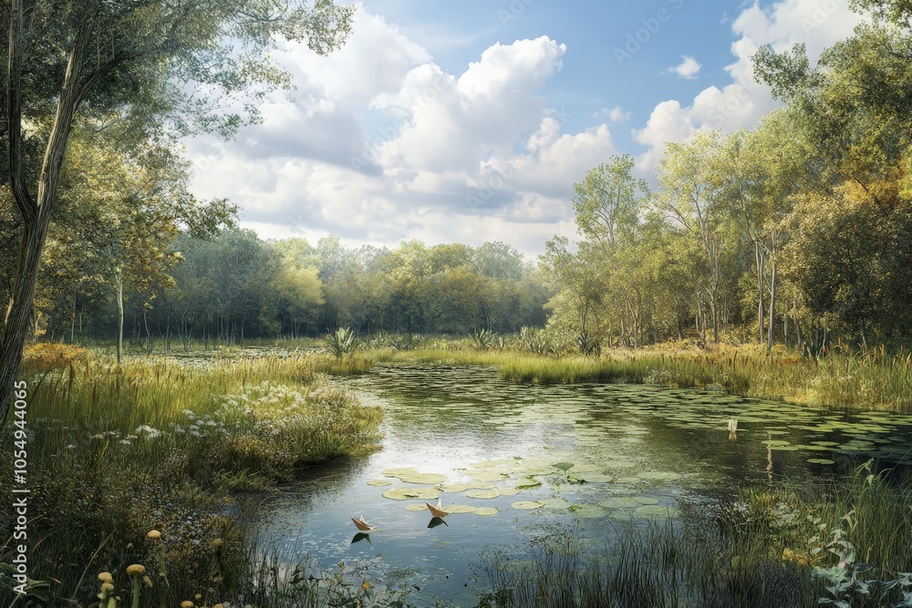 Fototapeta premium A wildlife preserve that serves as a safe haven for endangered species, allowing them to live in a protected environment.