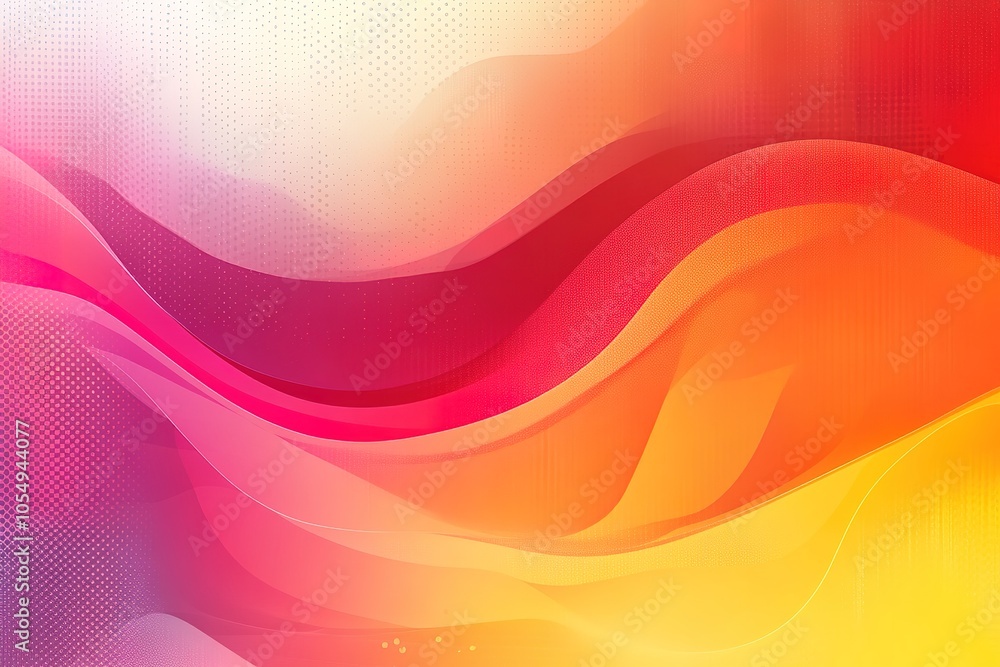 Obraz premium Abstract background with vibrant wavy lines in red, orange, and yellow colors on white background with subtle dotted pattern.