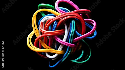 Colorful Abstract Shape of Twisting Rubber Bands