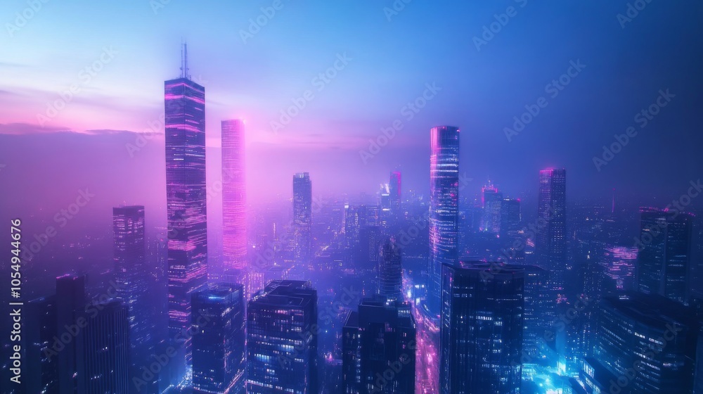 Obraz premium Modern Cityscape with Vibrant Colors and Diffused Lighting