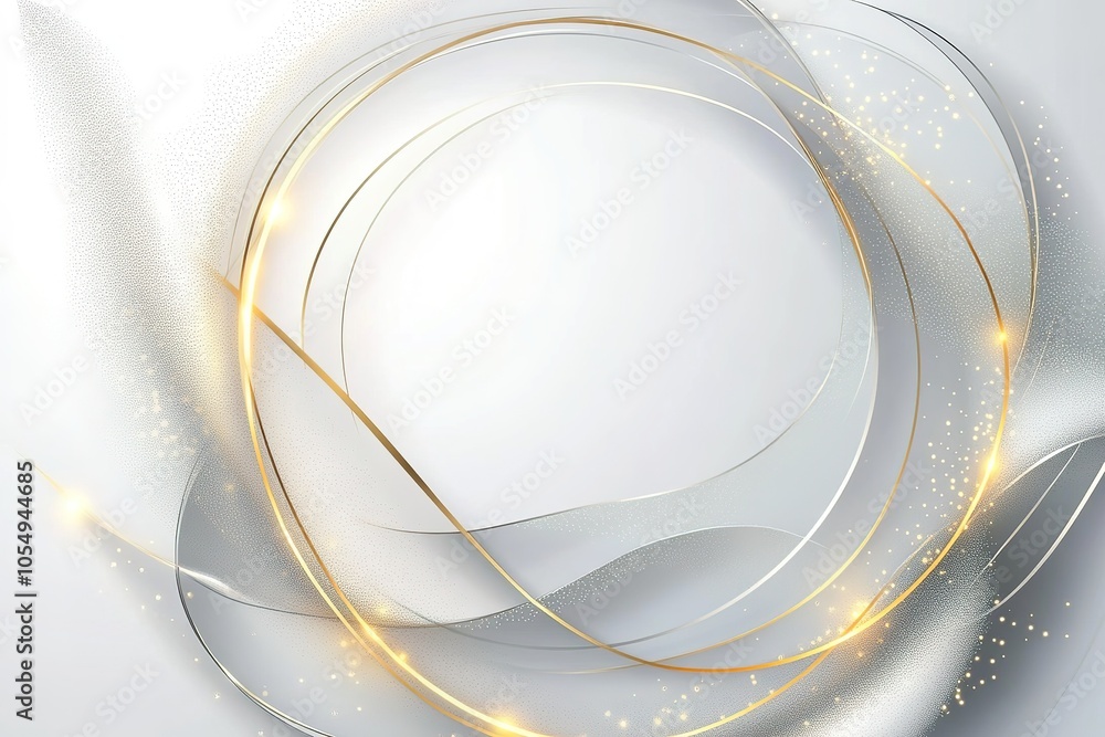 Abstract background with white waves and gold rings. Abstract background with white waves and gold rings.