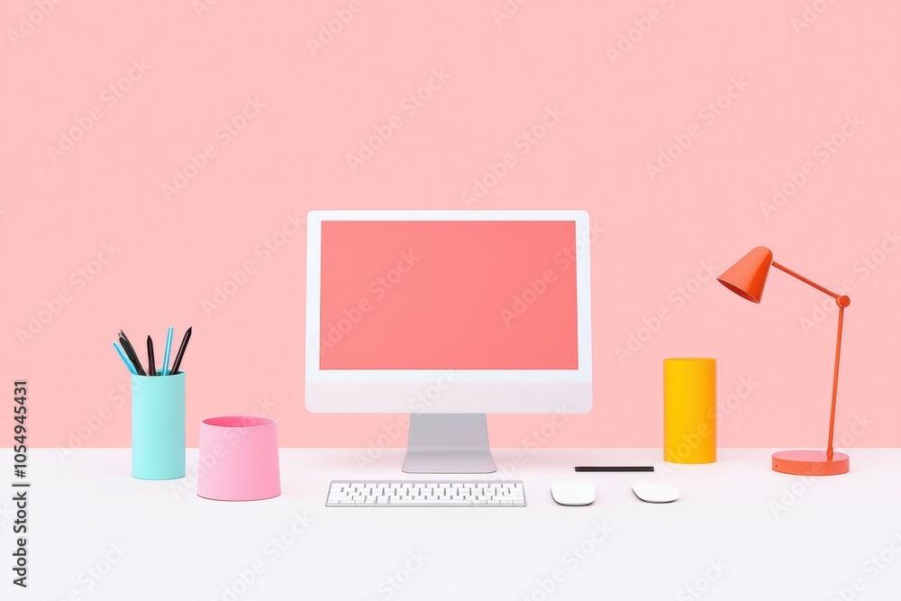 A vibrant workspace merging branding visuals with interactive technology for creative engagement A vibrant workspace merging branding visuals with interactive technology for creative engagement
