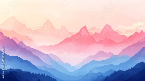 Serene Mountain Range with Vibrant Colors and Lighting