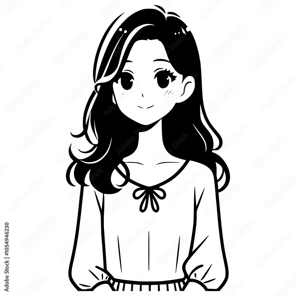 Cartoon girl silhouette vector with white background Cartoon girl silhouette vector with white background