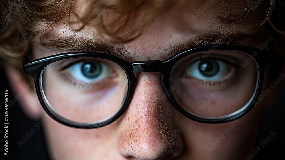 Close-Up of Youthful Eyes Behind Glasses Close-Up of Youthful Eyes Behind Glasses