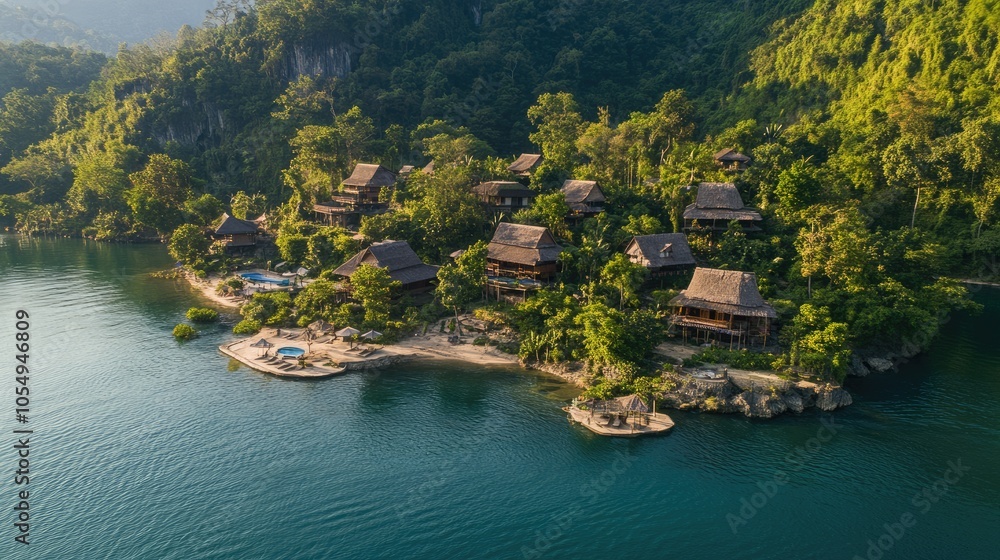 Serene Lakeside Resort Surrounded by Lush Greenery Serene Lakeside Resort Surrounded by Lush Greenery