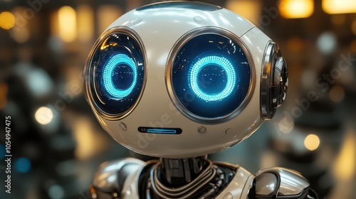 Robot with Glowing Blue Eyes