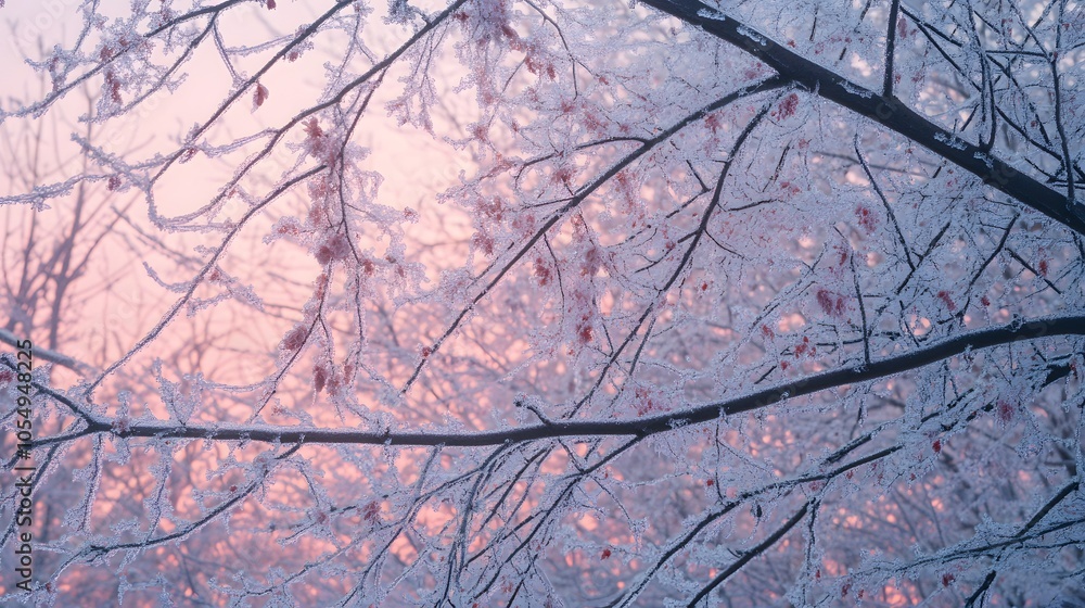 Obraz premium Frosted Tree Branches in Winter