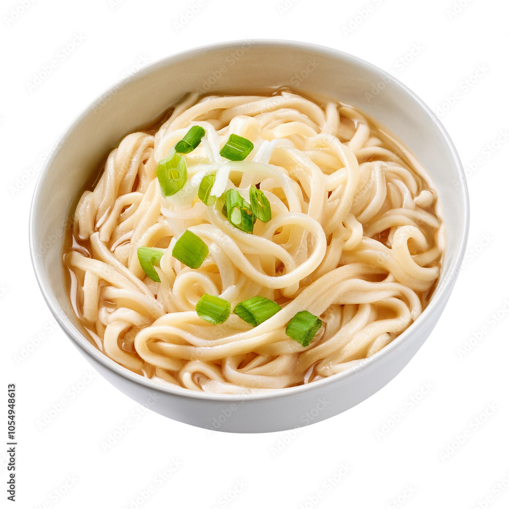 Noodle dish with green onions, white background transparent background Noodle dish with green onions, white background transparent background