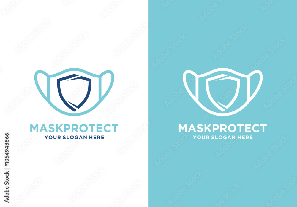 Mask and shield vector logo template. Logo for virus prevention. logo design for human protection from viruses Mask and shield vector logo template. Logo for virus prevention. logo design for human protection from viruses