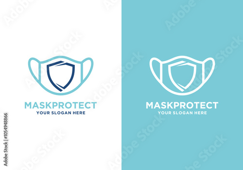 Mask and shield vector logo template. Logo for virus prevention. logo design for human protection from viruses