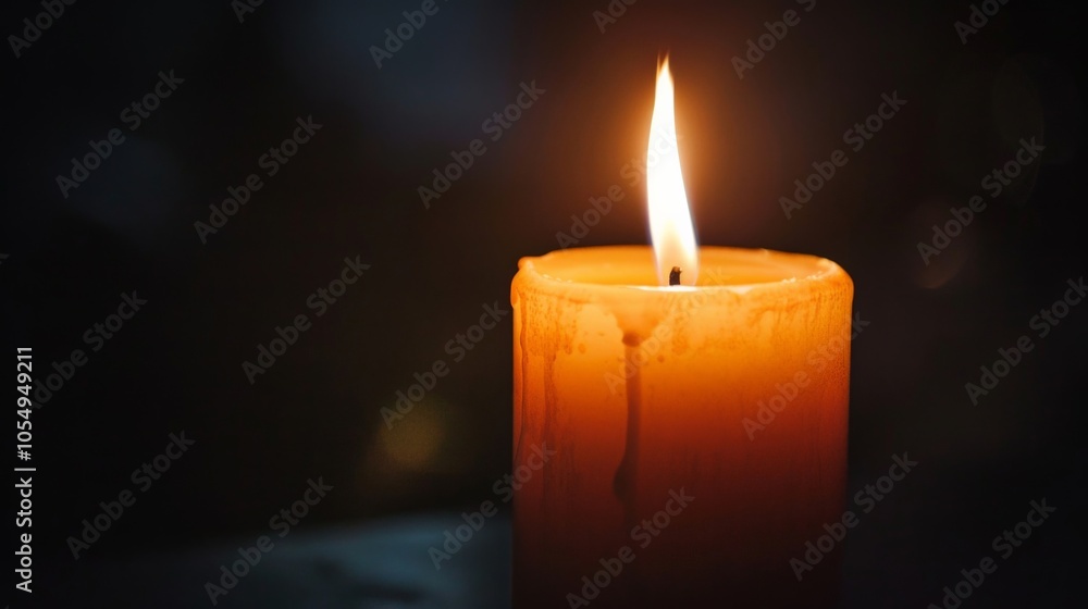 A close-up of a candle flame flickering in a dark room A close-up of a candle flame flickering in a dark room