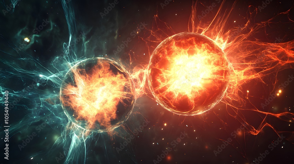 Nuclear Fission Splitting Process Illustration Nuclear Fission Splitting Process Illustration