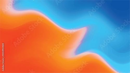 Vibrant Abstract Orange and Blue Wavy Gradient Background with smooth texture. Perfect for serene, vibrant designs, digital art, and creative projects needing a flowing, calming aesthetic