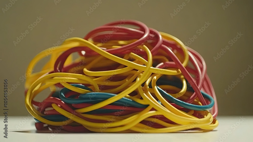 Colorful Mess of Rubber Bands on a Table Colorful Mess of Rubber Bands on a Table