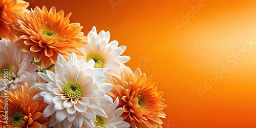 Fototapeta Naklejka Na Ścianę i Meble -  White and orange flowers on a gradient background