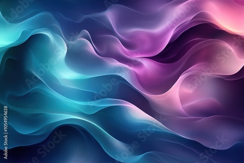 Abstract blue and purple flowing smoke-like digital art background.