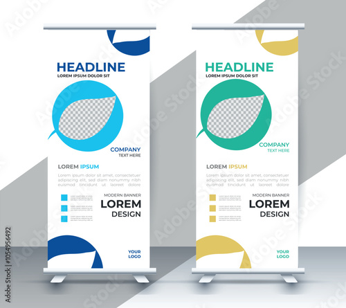 professional nature business roll up display standee template design	