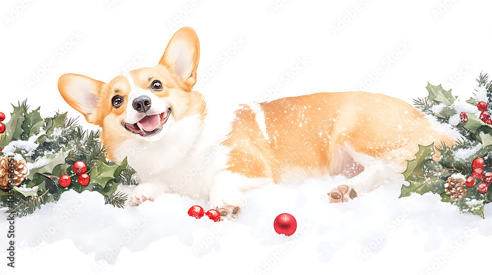 Cute Dog in Winter Wonderland Christmas Decor Cute Dog in Winter Wonderland Christmas Decor