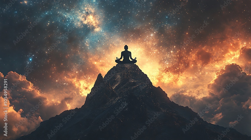 Meditative solitude finding peace amidst the cosmic wonders Meditative solitude finding peace amidst the cosmic wonders