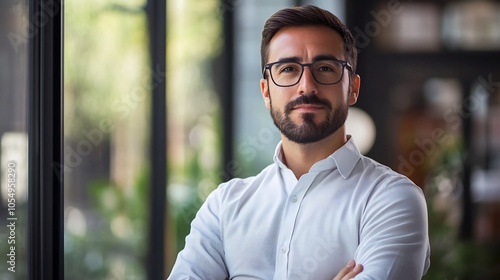 Portrait of a Confident Man in a White Shirt