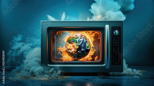 Wallpaper Mural Earth burning inside an oven, climate crisis Torontodigital.ca