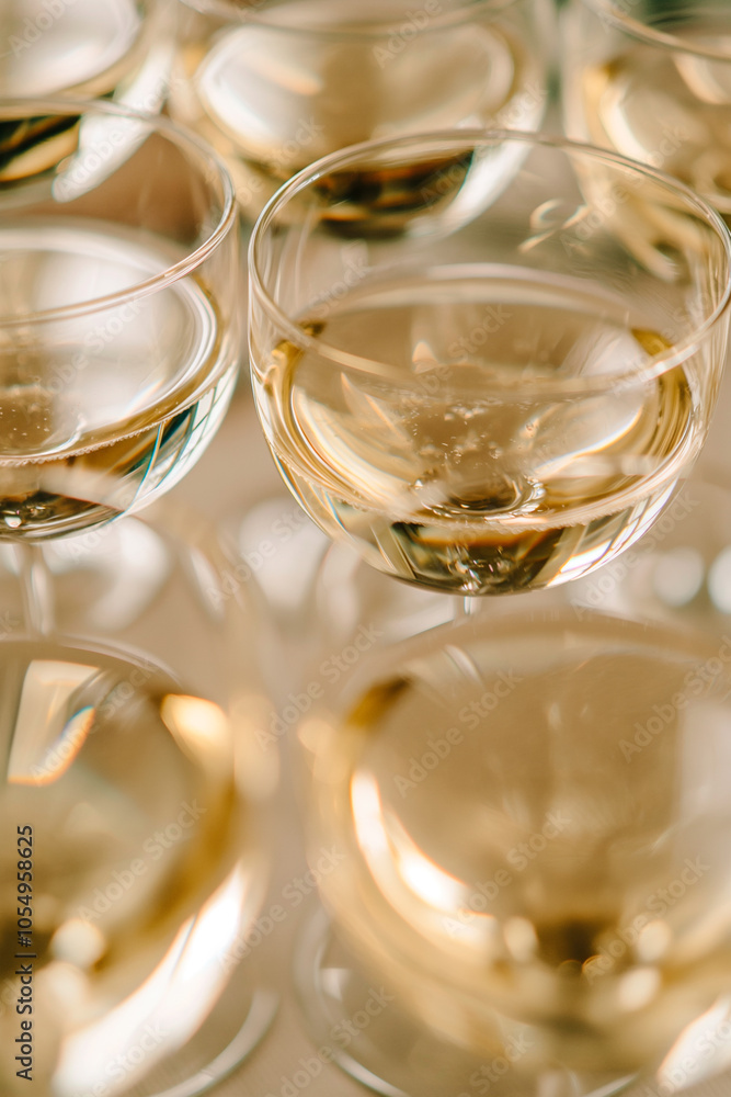 a bunch of glasses with white wine close up photo a bunch of glasses with white wine close up photo