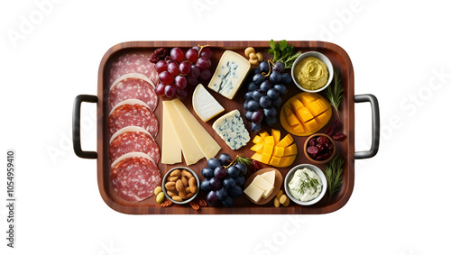 A Rich Display of Cheeses, Meats, and Fresh Fruits