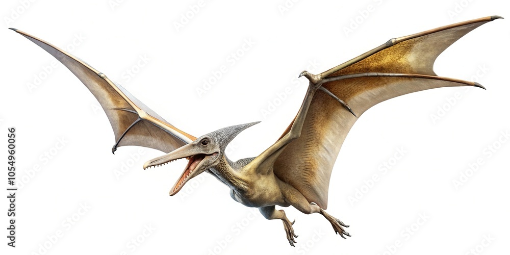 Fototapeta premium White background with pteranodon flying; Leading lines