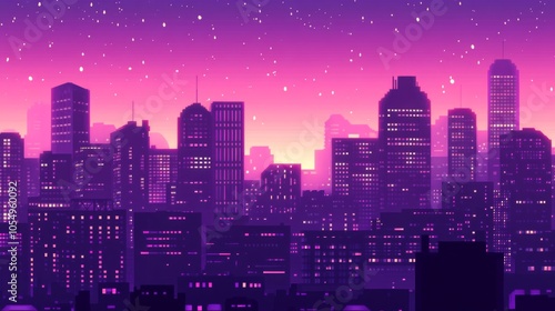 Vibrant Urban Skyline with Subtle Lighting Effects