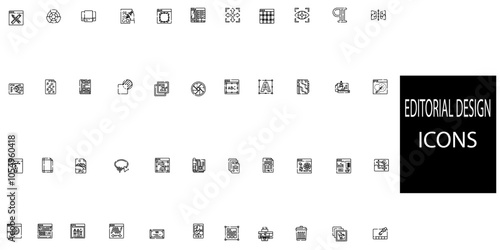 Editorial design simple concept 44 icons set.Vector illustration.