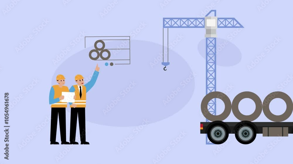 architect in a helmet reviewing plan of a new building at a construction site cartoon animation architect in a helmet reviewing plan of a new building at a construction site cartoon animation