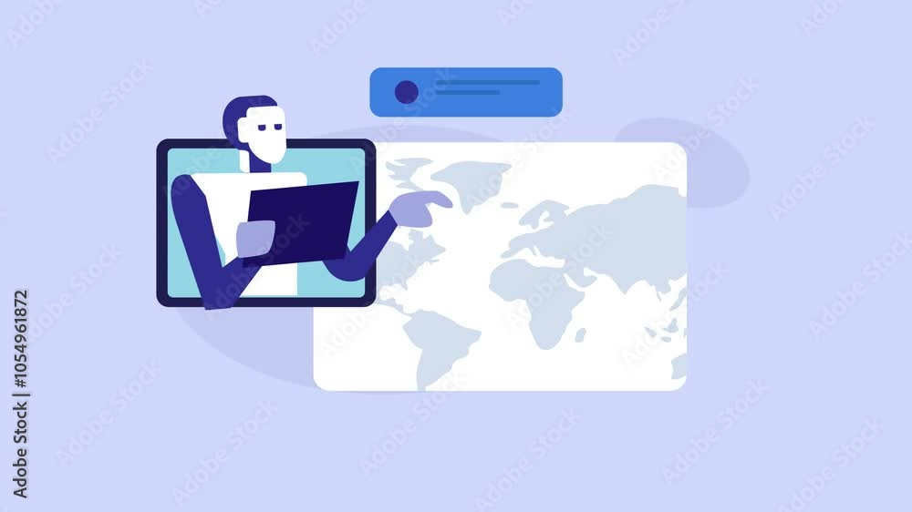 Global AI Monitoring and Data Analysis cartoon animation Global AI Monitoring and Data Analysis cartoon animation