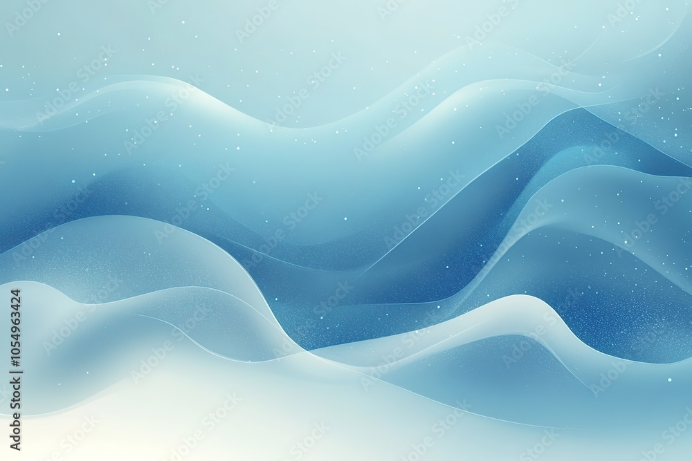 Abstract blue wavy background with white glittery particles. Abstract blue wavy background with white glittery particles.