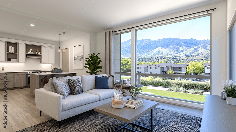 Modern Living Room with Mountain View. Modern Living Room with Mountain View.