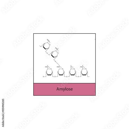 Glycogen skeletal structure diagram.Polysaccharide  compound molecule scientific illustration.