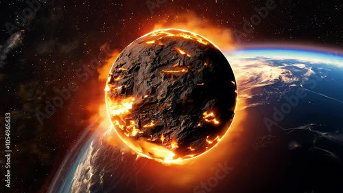 Earth’s crust breaks apart with fiery lava and magma spilling out, illustrating a catastrophic planetary event. video