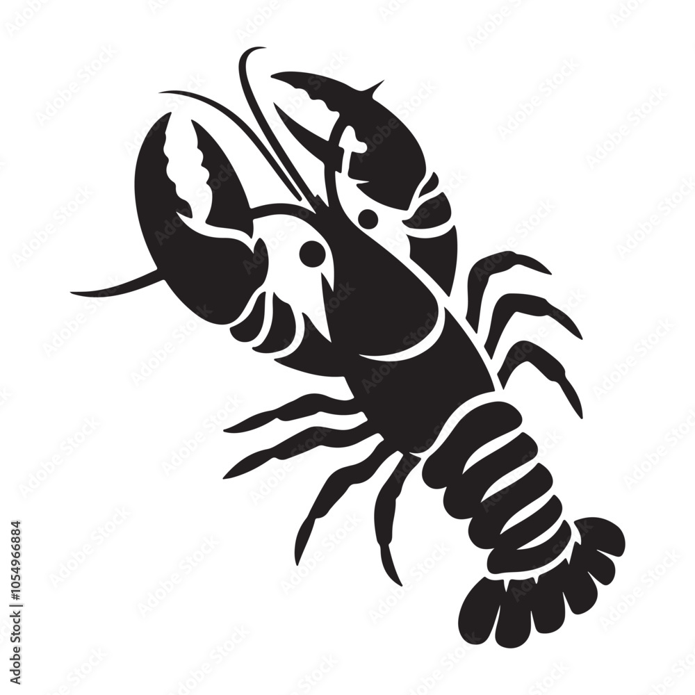 Fototapeta premium Lobster silhouette vector on a white background