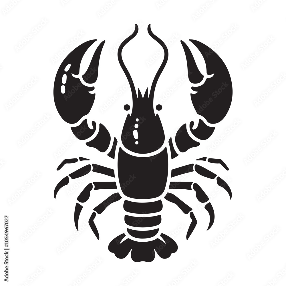 Obraz premium Lobster silhouette vector on a white background