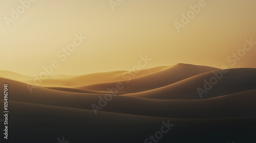 A serene landscape of rolling sand dunes under a soft sunset, showcasing gentle curves and a warm, tranquil atmosphere.