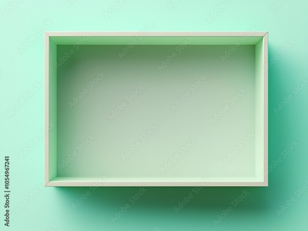 A minimalist open box on a light mint green background, emphasizing simplicity and modern design. A minimalist open box on a light mint green background, emphasizing simplicity and modern design.