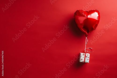 Red Heart Balloon and Gift Box photo