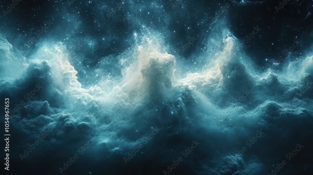 A Cosmic Landscape of Nebulous Clouds and Distant Stars A Cosmic Landscape of Nebulous Clouds and Distant Stars