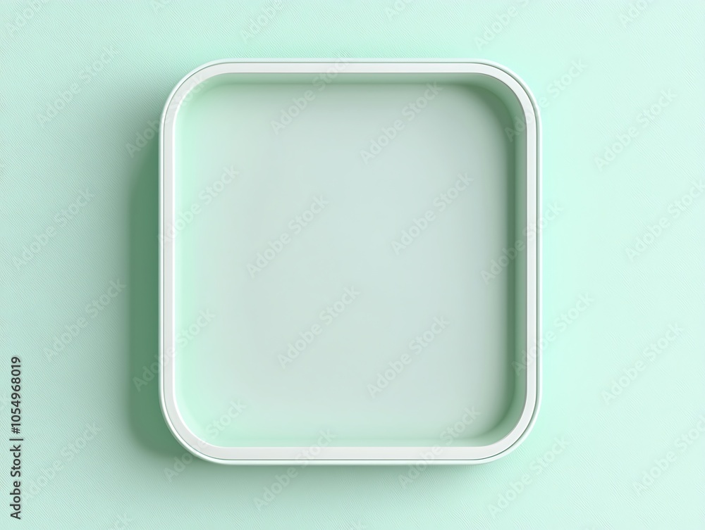 A minimalist mint-green square tray with a white border, resting against a textured background. A minimalist mint-green square tray with a white border, resting against a textured background.