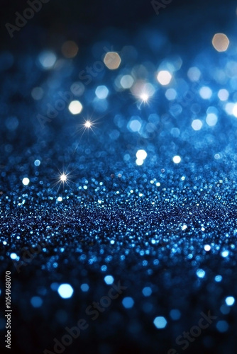 shining sparkles on blue background abstract glitter pattern
