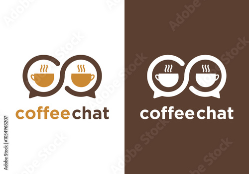simple coffee chat logo. concept icon design drink for relaxing. coffee ordering logo via onrolan