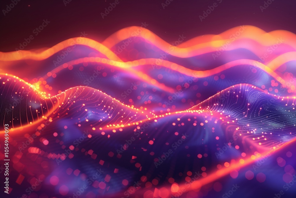 Fototapeta premium Abstract digital waves in vibrant colors, representing technology and connectivity