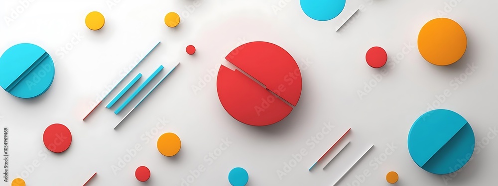 3D simple flat vector illustration design on a white and grey background design with colorful circles and a circular chart design, a minimalistic and simple design 3D simple flat vector illustration design on a white and grey background design with colorful circles and a circular chart design, a minimalistic and simple design