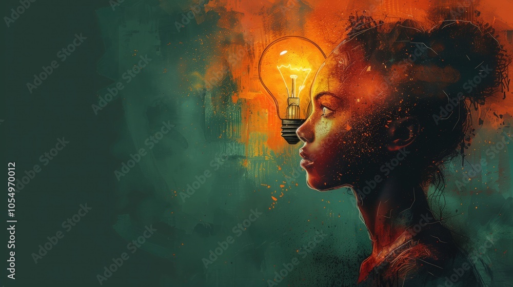 a lightbulb inside of a head that represents gen-z, sketched. idea generation a lightbulb inside of a head that represents gen-z, sketched. idea generation