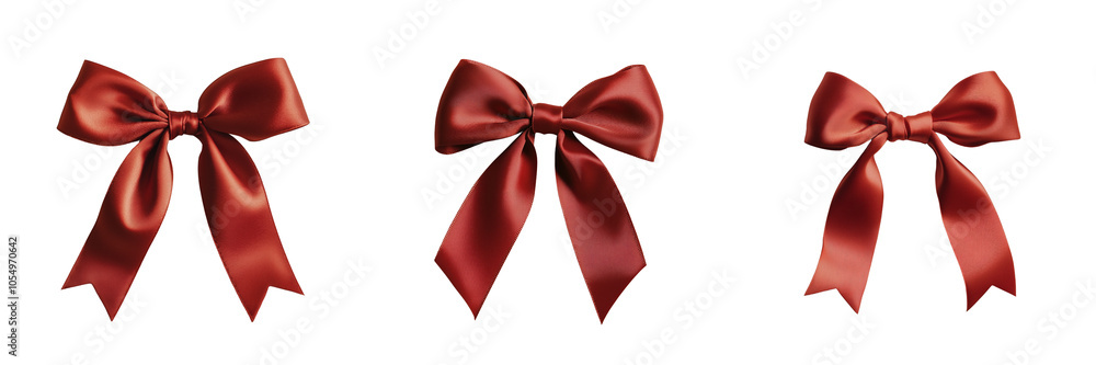 Set of Elegant red satin bow isolated on a transparent background Set of Elegant red satin bow isolated on a transparent background